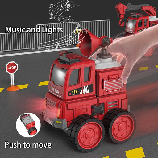 DanBaoLe Magnetic Fire Truck DIY Assembly Eneineering Vehicle with Music Lights Red Christmas Gift - danozdirect