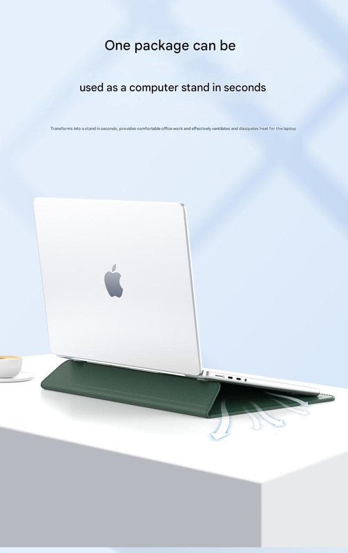 Danoz 3 - in - 1 PU Leather Laptop Sleeve with Stand & Mouse Pad + Accessory Pouch(Dark Green) - danozdirect