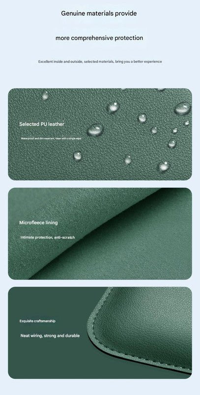 Danoz 3 - in - 1 PU Leather Laptop Sleeve with Stand & Mouse Pad + Accessory Pouch(Dark Green) - danozdirect