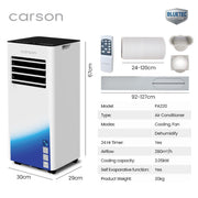 CARSON Bluetec Edition Portable Air Conditioner & Dehumidifier with Fan Mode - Quick Delivery! - danozdirect