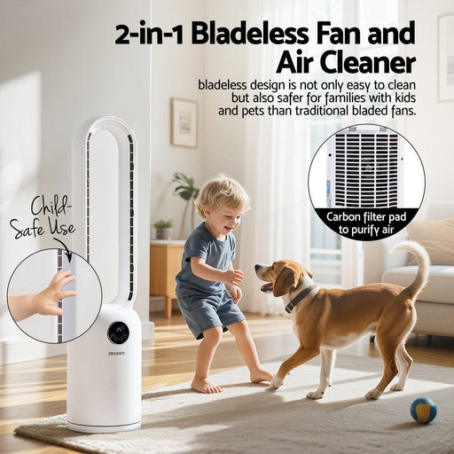Danoz Air - Devanti 2in1 Bladeless Fan Air Purification W/ Remote 88cm - Nice price! - danozdirect