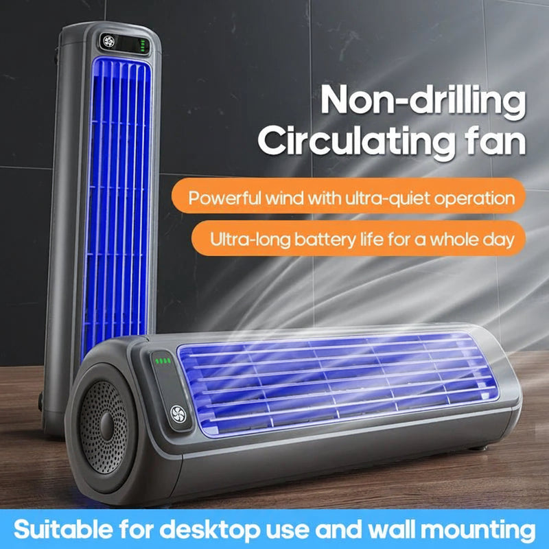 Danoz Air - Portable Air Conditioner Fan 2000mAh Quiet Desktop Tower Fan Wall Non - drilling Circulating Fan 3 Speeds Adjustable - danozdirect