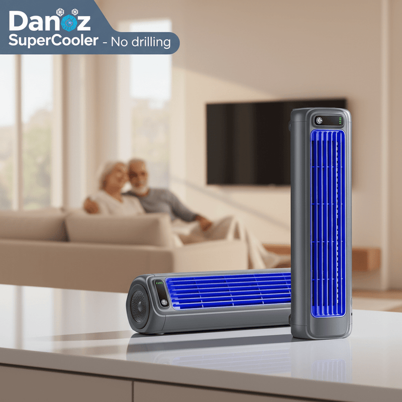 Danoz Air - Portable Air super cooler, Fan 2000mAh Quiet Desktop Tower Fan Wall Non - drilling Circulating Fan 3 Speeds Adjustable - danozdirect