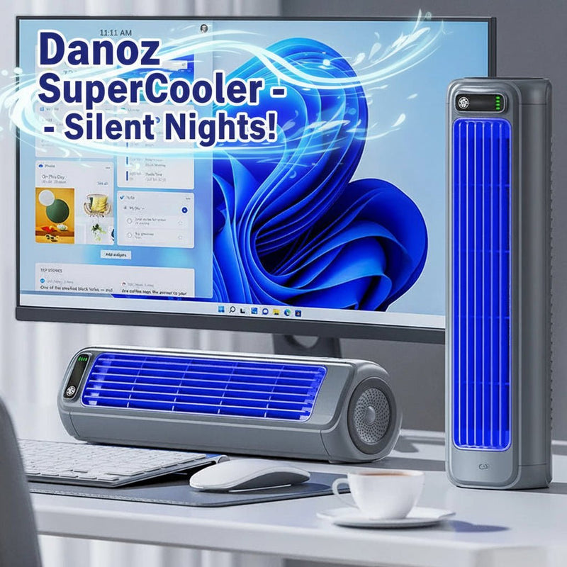 Danoz Air - Portable Air super cooler, Fan 2000mAh Quiet Desktop Tower Fan Wall Non - drilling Circulating Fan 3 Speeds Adjustable - danozdirect