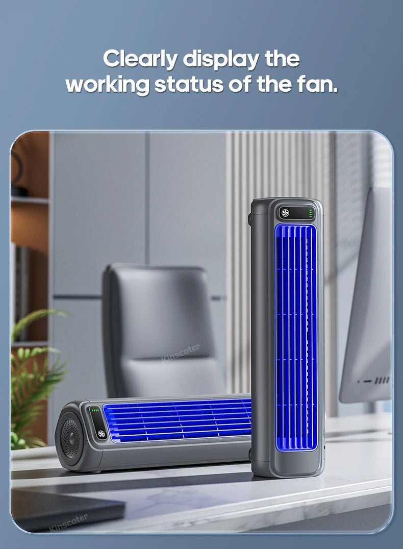 Danoz Air - Portable Air super cooler, Fan 2000mAh Quiet Desktop Tower Fan Wall Non - drilling Circulating Fan 3 Speeds Adjustable - danozdirect