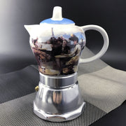 Danoz Appliances - Afternoon Tea Vintage Porcelain Ceramic Italian Stove Top Espresso Coffee Maker 3 - 4Cups 200ml - Incl. Delivery - danozdirect