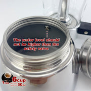 Danoz Appliances 🧑‍🍳🥘Borosilicate Glass Stainless Steel Moka Pot Coffee Maker Italian Espresso 6Cups - danozdirect