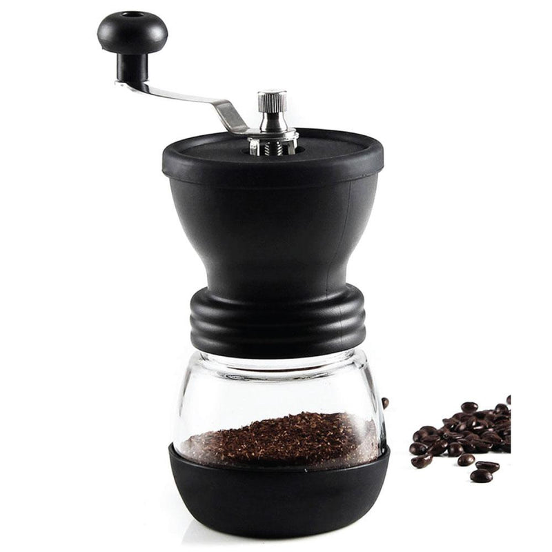Danoz Appliances - Coffee Bean Grinder - Manual Hand Stainless Ceramic Burr Core Glass Jar Nut Mill - danozdirect