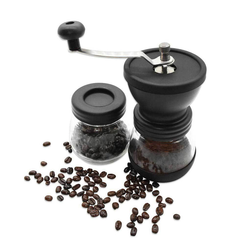 Danoz Appliances - Coffee Bean Grinder - Manual Hand Stainless Ceramic Burr Core Glass Jar Nut Mill - danozdirect