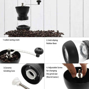 Danoz Appliances - Coffee Bean Grinder - Manual Hand Stainless Ceramic Burr Core Glass Jar Nut Mill - danozdirect