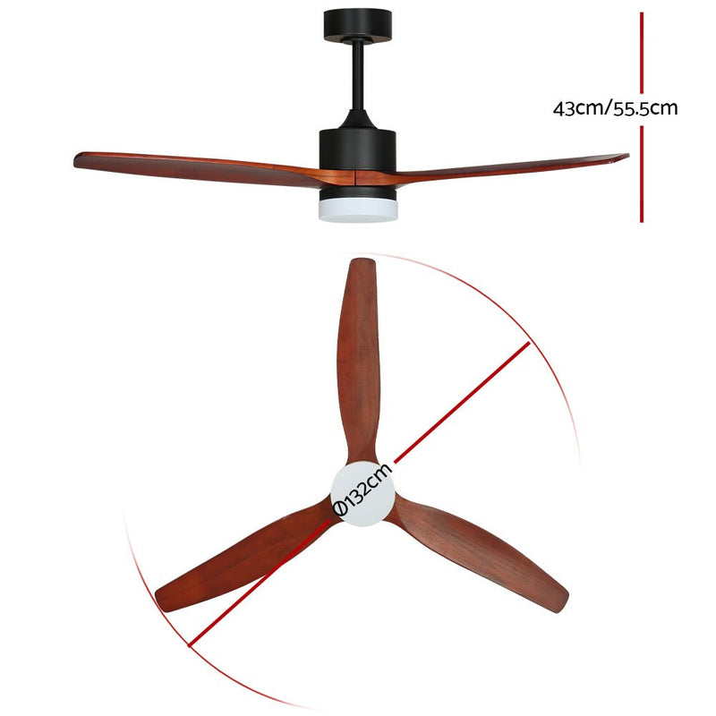 Danoz Appliances - Devanti 52'' Ceiling Fan AC Motor 3 Blades w/Light - Dark Wood - danozdirect