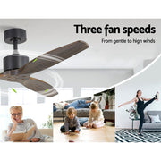 Danoz Appliances - Devanti 52'' Ceiling Fan AC Motor 3 Blades w/Remote - Dark Wood - danozdirect