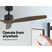 Danoz Appliances - Devanti 52'' Ceiling Fan AC Motor 3 Blades w/Remote - Dark Wood - danozdirect