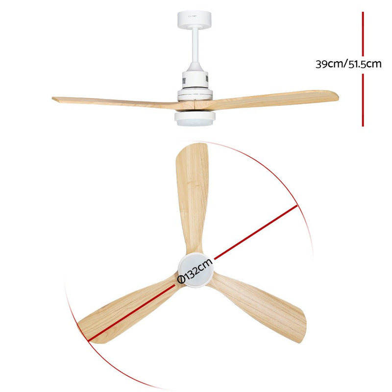 Danoz Appliances - Devanti 52'' Ceiling Fan AC Motor LED Light Remote - Light Wood - danozdirect