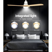 Danoz Appliances - Devanti 52'' Ceiling Fan AC Motor LED Light Remote - Light Wood - danozdirect