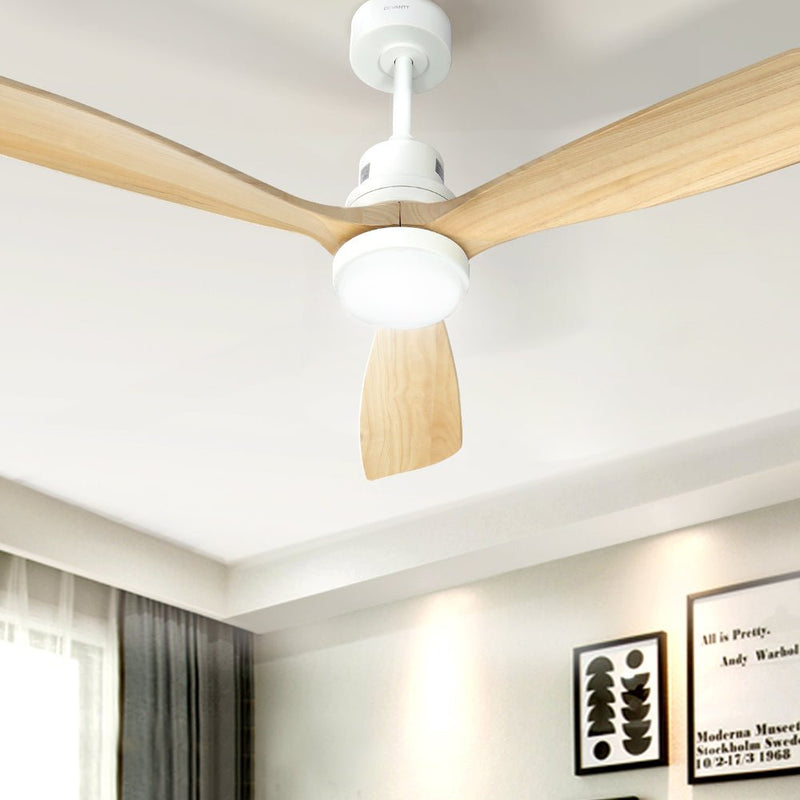 Danoz Appliances - Devanti 52'' Ceiling Fan AC Motor LED Light Remote - Light Wood - danozdirect