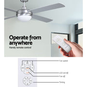 Danoz Appliances - Devanti 52'' Ceiling Fan AC Motor w/Light w/Remote - Silver - danozdirect
