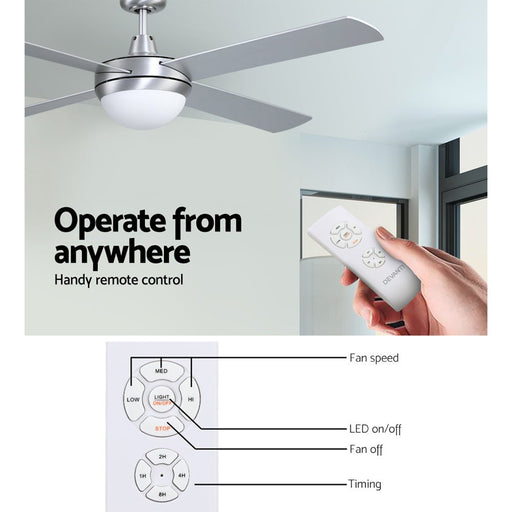 Danoz Appliances - Devanti 52'' Ceiling Fan AC Motor w/Light w/Remote - Silver - danozdirect