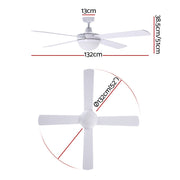 Danoz Appliances - Devanti 52'' Ceiling Fan AC Motor w/Light w/Remote - White - danozdirect