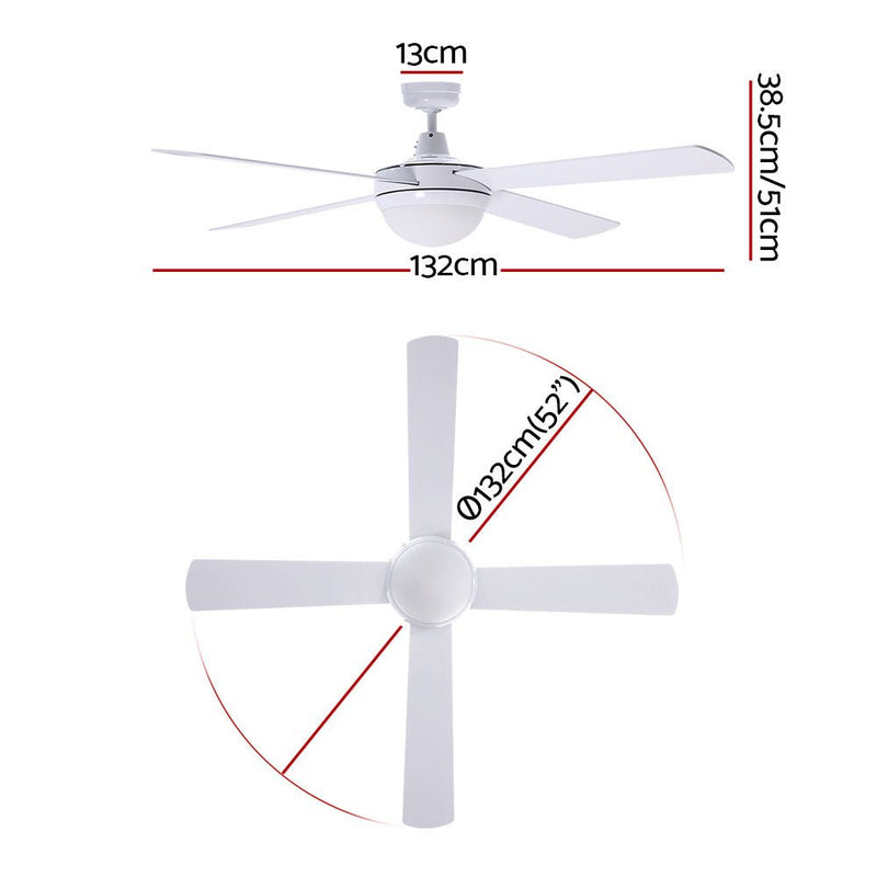 Danoz Appliances - Devanti 52'' Ceiling Fan AC Motor w/Light w/Remote - White - danozdirect