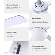 Danoz Appliances - Devanti 52'' Ceiling Fan AC Motor w/Light w/Remote - White - danozdirect