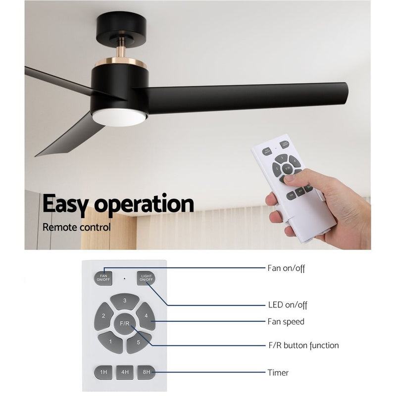 Danoz Appliances - Devanti 52'' Ceiling Fan DC Motor w/Light w/Remote - Black - danozdirect