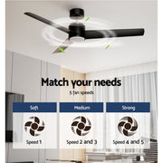 Danoz Appliances - Devanti 52'' Ceiling Fan DC Motor w/Light w/Remote - Black - danozdirect
