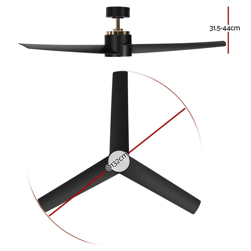 Danoz Appliances - Devanti 52'' Ceiling Fan DC Motor w/Light w/Remote - Black - danozdirect