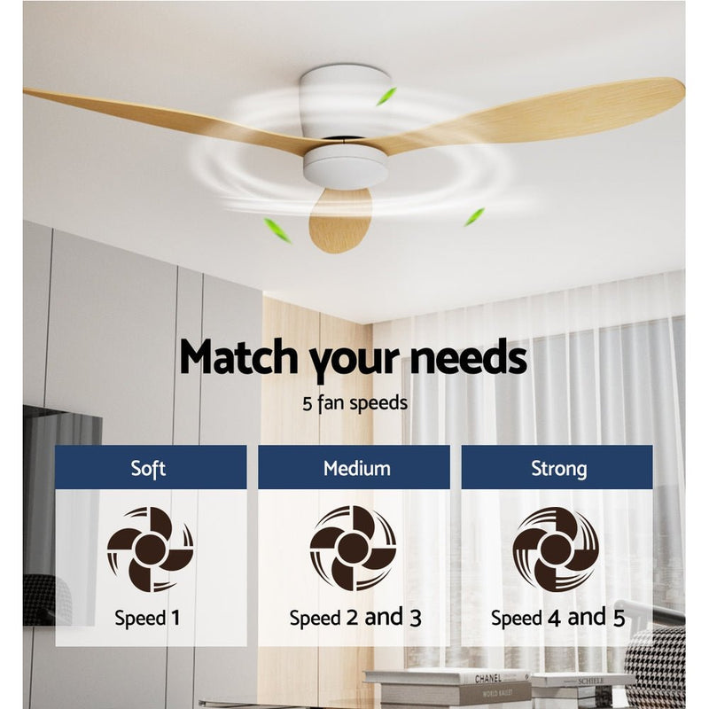 Danoz Appliances - Devanti 52'' Ceiling Fan DC Motor w/Light w/Remote - Light Wood - danozdirect