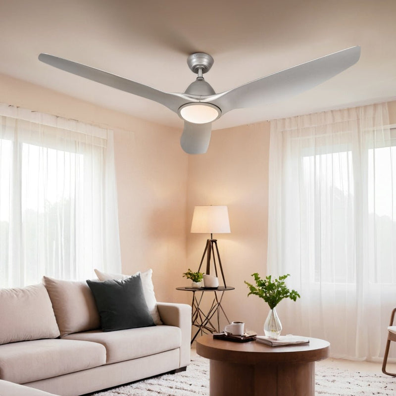 Danoz Appliances - Devanti 64 Inch Ceiling Fan DC Motor w/Light w/Remote - Silver - danozdirect