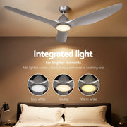 Danoz Appliances - Devanti 64 Inch Ceiling Fan DC Motor w/Light w/Remote - Silver - danozdirect