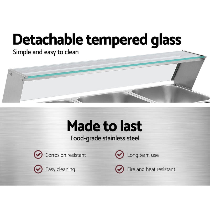 Danoz Appliances - Devanti Commercial Food Warmer Bain Marie 3 Electric Buffet Pans - danozdirect