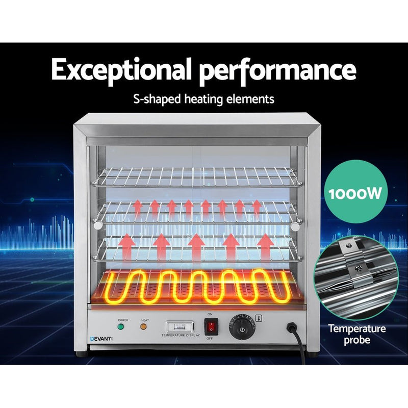 Danoz Appliances - Devanti Commercial Food Warmer Hot Display Showcase Cabinet 54cm - danozdirect