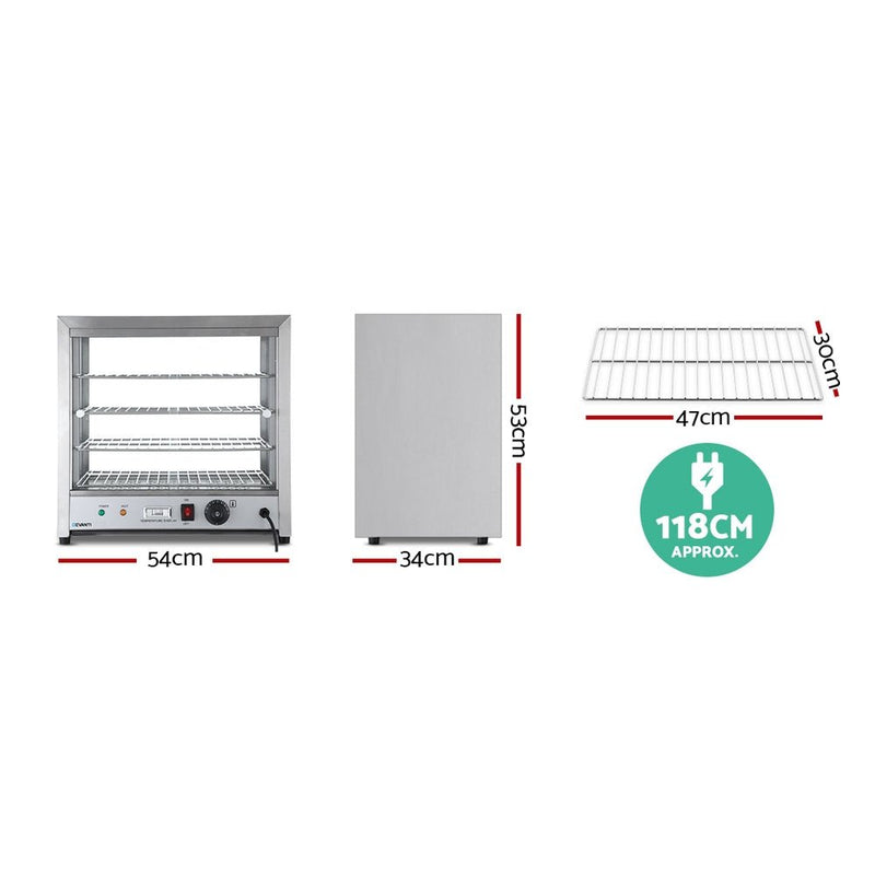 Danoz Appliances - Devanti Commercial Food Warmer Hot Display Showcase Cabinet 54cm - danozdirect