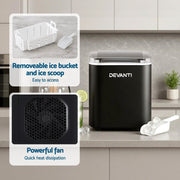 Danoz Appliances Devanti Ice Maker Machine Portable 12kg Countertop w/Self Cleaning 1.2L Black - danozdirect