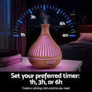 Danoz AromaSmart - Devanti 400ml Ultrasonic Aroma Diffuser LED Light Wood Grain Humidifier - danozdirect