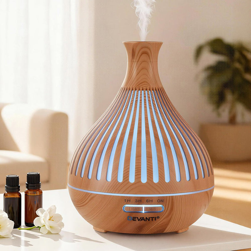 Danoz AromaSmart - Devanti 400ml Ultrasonic Aroma Diffuser LED Light Wood Grain Humidifier - danozdirect