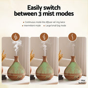 Danoz AromaSmart - Devanti 400ml Ultrasonic Aroma Diffuser LED Light Wood Grain Humidifier - danozdirect