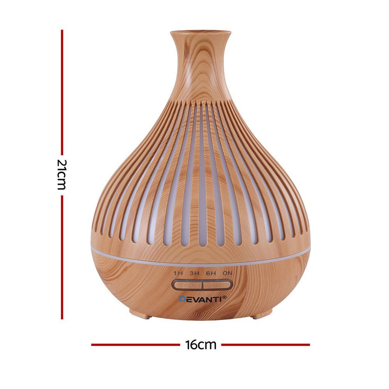 Danoz AromaSmart - Devanti 400ml Ultrasonic Aroma Diffuser LED Light Wood Grain Humidifier - danozdirect
