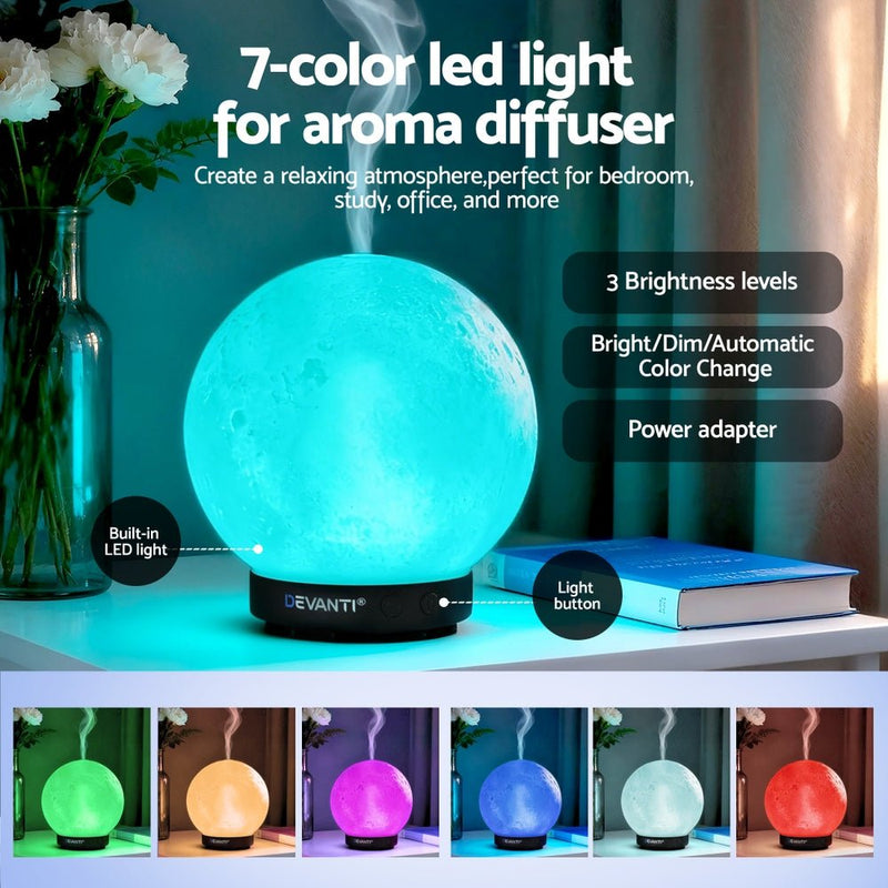 Danoz AromaSmart Devanti Ultrasonic Aroma Diffuser Aromatherapy Moon Lamp 100ml - danozdirect