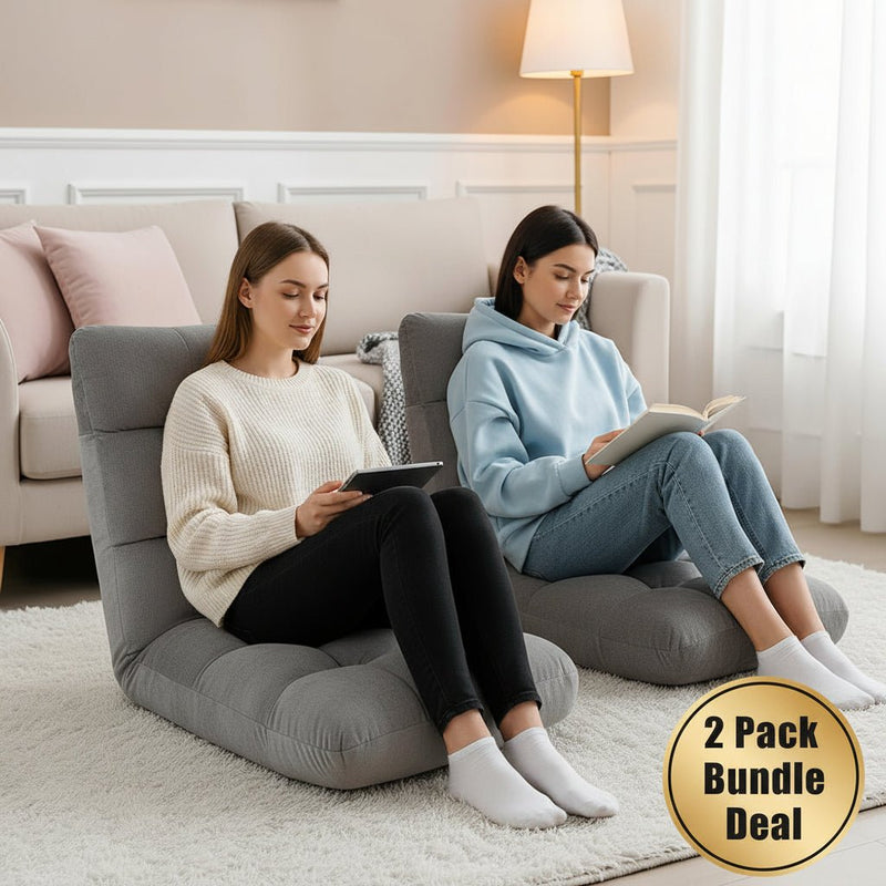 Danoz - Artiss Lounge Sofa Bed Flannel Fabric Grey seats. 2 Pack super Deal! - danozdirect