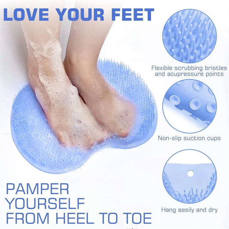 Danoz Bathrooms - Shower Foot Scrubber Mat Back Washer Exfoliating Bath Wash Pad Wall Mounted Slip Suction Cups for Use in Cleaner Men and Women - Buy 1 Get 1 Free! - danozdirect
