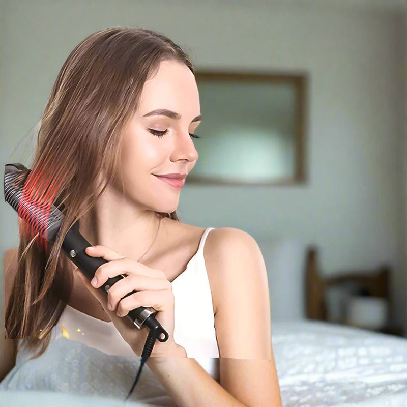 Danoz Beauty - 2 In 1 Hair Straightening Brush Negative Ion, Heating Comb Multifunctional Hair Curler Curling Iron Stying Tool - danozdirect