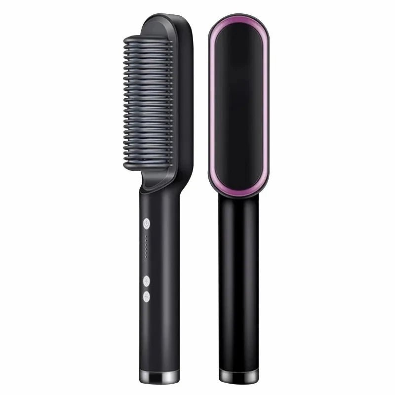 Danoz Beauty - 2 In 1 Hair Straightening Brush Negative Ion, Heating Comb Multifunctional Hair Curler Curling Iron Stying Tool - danozdirect