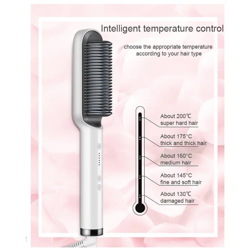 Danoz Beauty - 2 In 1 Hair Straightening Brush Negative Ion, Heating Comb Multifunctional Hair Curler Curling Iron Stying Tool - danozdirect