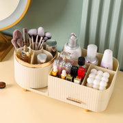 Danoz Beauty - Cream Color Rotating Makeup Organizer Box - Multi - Compartment Cosmetic Storage - danozdirect