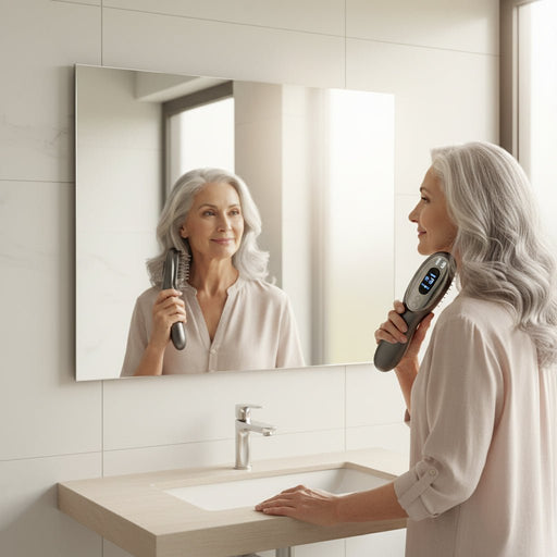 Danoz Beauty - Electric Scalp Massager Comb with Red & Blue Light Therapy - 5 Vibration Modes & Liquid Dispenser(Black) - danozdirect