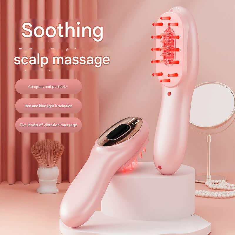 Danoz Beauty - Electric Scalp Massager Comb with Red & Blue Light Therapy - 5 Vibration Modes & Liquid Dispenser(pink) - danozdirect