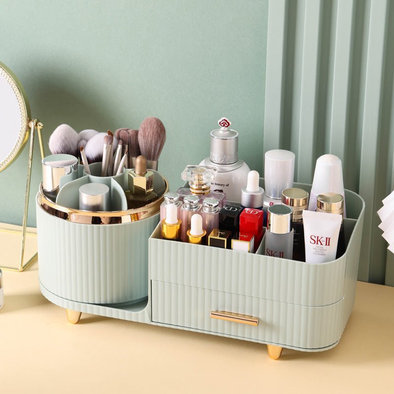 Danoz Beauty - Green Rotating Makeup Organizer Box - Multi - Compartment Cosmetic Storage - danozdirect