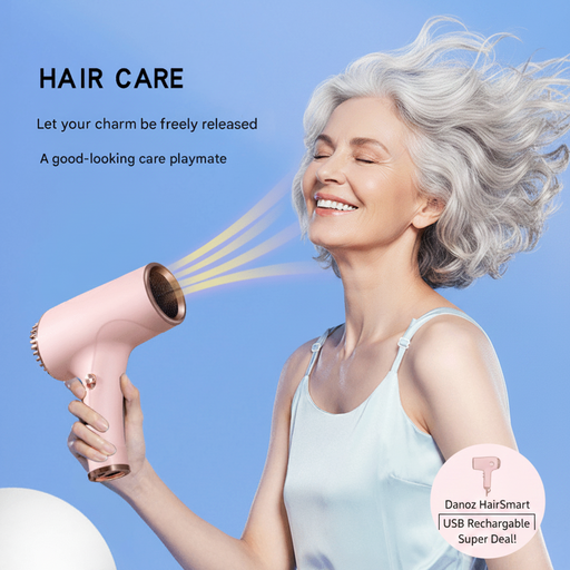 Danoz Beauty - Green Ultra - Lightweight Ionic Cordless Hair Dryer, USB Rechargeable Portable Blow Dryer with Cool Air for Travel & Home - danozdirect